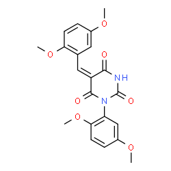 ChemSpider 2D Image | (5E)-5-(2,5-Dimethoxybenzylidene)-1-(2,5-dimethoxyphenyl)-2,4,6(1H,3H,5H)-pyrimidinetrione | C21H20N2O7