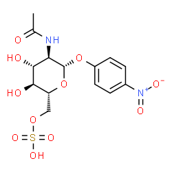 ChemSpider 2D Image | 4-Nitrophenyl 2-acetamido-2-deoxy-6-O-sulfo-beta-D-glucopyranoside | C14H18N2O11S
