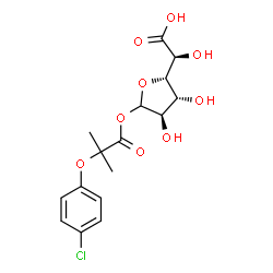 ChemSpider 2D Image | 1-O-[2-(4-Chlorophenoxy)-2-methylpropanoyl]-D-glucofuranuronic acid | C16H19ClO9