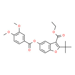 ChemSpider 2D Image | Ethyl 2-tert-butyl-5-[(3,4-dimethoxybenzoyl)oxy]-1-benzofuran-3-carboxylate | C24H26O7