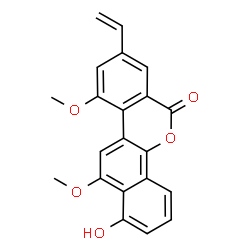 ChemSpider 2D Image | 1-Hydroxy-10,12-dimethoxy-8-vinyl-6H-dibenzo[c,h]chromen-6-one | C21H16O5