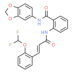 ChemSpider 2D Image | N-(1,3-Benzodioxol-5-yl)-2-({(2E)-3-[2-(difluoromethoxy)phenyl]-2-propenoyl}amino)benzamide | C24H18F2N2O5