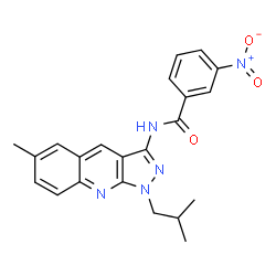ChemSpider 2D Image | N-(1-Isobutyl-6-methyl-1H-pyrazolo[3,4-b]quinolin-3-yl)-3-nitrobenzamide | C22H21N5O3