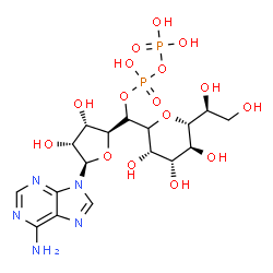 ChemSpider 2D Image | (1R)-5-[(R)-[(2S,3S,4R,5R)-5-(6-Amino-9H-purin-9-yl)-3,4-dihydroxytetrahydro-2-furanyl]{[hydroxy(phosphonooxy)phosphoryl]oxy}methyl]-1,5-anhydro-1-[(1S)-1,2-dihydroxyethyl]-D-arabinitol | C17H27N5O16P2