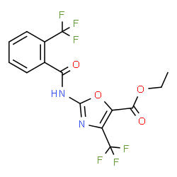 ChemSpider 2D Image | Ethyl 4-(trifluoromethyl)-2-{[2-(trifluoromethyl)benzoyl]amino}-1,3-oxazole-5-carboxylate | C15H10F6N2O4