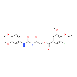 ChemSpider 2D Image | 2-[(2,3-Dihydro-1,4-benzodioxin-6-ylcarbamoyl)amino]-2-oxoethyl 3-chloro-4-isopropoxy-5-methoxybenzoate | C22H23ClN2O8