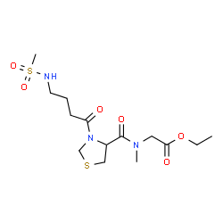 ChemSpider 2D Image | Ethyl N-methyl-N-[(3-{4-[(methylsulfonyl)amino]butanoyl}-1,3-thiazolidin-4-yl)carbonyl]glycinate | C14H25N3O6S2