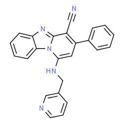 ChemSpider 2D Image | 3-Phenyl-1-[(3-pyridinylmethyl)amino]pyrido[1,2-a]benzimidazole-4-carbonitrile | C24H17N5
