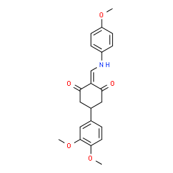 ChemSpider 2D Image | 5-(3,4-Dimethoxyphenyl)-2-{[(4-methoxyphenyl)amino]methylene}-1,3-cyclohexanedione | C22H23NO5