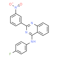 ChemSpider 2D Image | N-(4-Fluorophenyl)-2-(3-nitrophenyl)-4-quinazolinamine | C20H13FN4O2