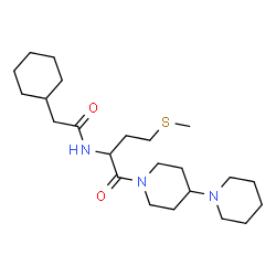 ChemSpider 2D Image | N-[1-(1,4'-Bipiperidin-1'-yl)-4-(methylsulfanyl)-1-oxo-2-butanyl]-2-cyclohexylacetamide | C23H41N3O2S
