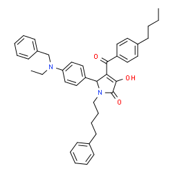 ChemSpider 2D Image | 5-{4-[Benzyl(ethyl)amino]phenyl}-4-(4-butylbenzoyl)-3-hydroxy-1-(4-phenylbutyl)-1,5-dihydro-2H-pyrrol-2-one | C40H44N2O3