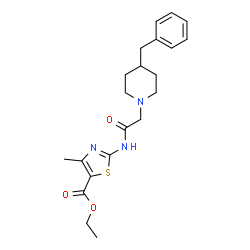 ChemSpider 2D Image | Ethyl 2-{[(4-benzyl-1-piperidinyl)acetyl]amino}-4-methyl-1,3-thiazole-5-carboxylate | C21H27N3O3S