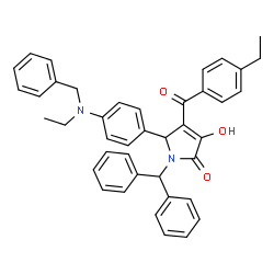 ChemSpider 2D Image | 5-{4-[Benzyl(ethyl)amino]phenyl}-1-(diphenylmethyl)-4-(4-ethylbenzoyl)-3-hydroxy-1,5-dihydro-2H-pyrrol-2-one | C41H38N2O3