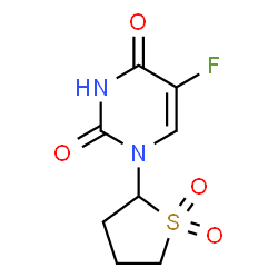 ChemSpider 2D Image | 1-(1,1-Dioxidotetrahydro-2-thiophenyl)-5-fluoro-2,4(1H,3H)-pyrimidinedione | C8H9FN2O4S