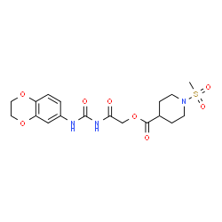 ChemSpider 2D Image | 2-[(2,3-Dihydro-1,4-benzodioxin-6-ylcarbamoyl)amino]-2-oxoethyl 1-(methylsulfonyl)-4-piperidinecarboxylate | C18H23N3O8S