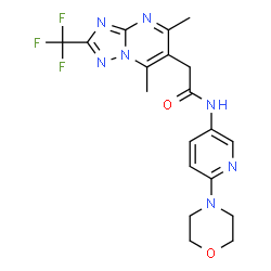 ChemSpider 2D Image | 2-[5,7-Dimethyl-2-(trifluoromethyl)[1,2,4]triazolo[1,5-a]pyrimidin-6-yl]-N-[6-(4-morpholinyl)-3-pyridinyl]acetamide | C19H20F3N7O2