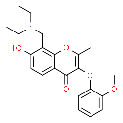 ChemSpider 2D Image | 8-[(Diethylamino)methyl]-7-hydroxy-3-(2-methoxyphenoxy)-2-methyl-4H-chromen-4-one | C22H25NO5
