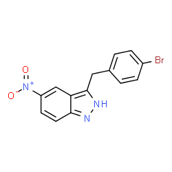 ChemSpider 2D Image | 3-(4-Bromobenzyl)-5-nitro-2H-indazole | C14H10BrN3O2