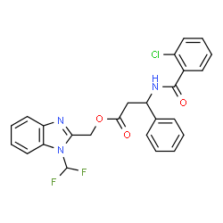 ChemSpider 2D Image | [1-(Difluoromethyl)-1H-benzimidazol-2-yl]methyl 3-[(2-chlorobenzoyl)amino]-3-phenylpropanoate | C25H20ClF2N3O3