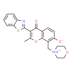 ChemSpider 2D Image | 3-(1,3-benzothiazol-2-yl)-7-hydroxy-2-methyl-8-(morpholin-4-ylmethyl)-4H-chromen-4-one | C22H20N2O4S