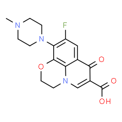 ChemSpider 2D Image | 9-Fluoro-10-(4-methyl-1-piperazinyl)-7-oxo-2,3-dihydro-7H-[1,4]oxazino[2,3,4-ij]quinoline-6-carboxylic acid | C17H18FN3O4