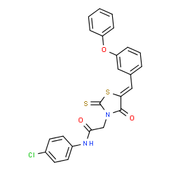 ChemSpider 2D Image | N-(4-Chlorophenyl)-2-[(5Z)-4-oxo-5-(3-phenoxybenzylidene)-2-thioxo-1,3-thiazolidin-3-yl]acetamide | C24H17ClN2O3S2
