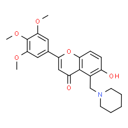 ChemSpider 2D Image | 6-Hydroxy-5-(1-piperidinylmethyl)-2-(3,4,5-trimethoxyphenyl)-4H-chromen-4-one | C24H27NO6