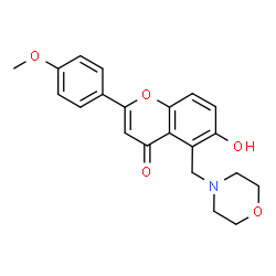 ChemSpider 2D Image | 6-Hydroxy-2-(4-methoxyphenyl)-5-(4-morpholinylmethyl)-4H-chromen-4-one | C21H21NO5