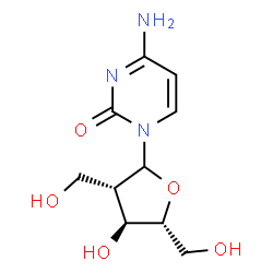 ChemSpider 2D Image | 4-Amino-1-[2-deoxy-2-(hydroxymethyl)-D-arabinofuranosyl]-2(1H)-pyrimidinone | C10H15N3O5