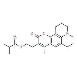 ChemSpider 2D Image | 2-(9-Methyl-11-oxo-2,3,6,7-tetrahydro-1H,5H,11H-pyrano[2,3-f]pyrido[3,2,1-ij]quinolin-10-yl)ethyl methacrylate | C22H25NO4