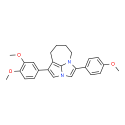 ChemSpider 2D Image | 1-(3,4-Dimethoxyphenyl)-4-(4-methoxyphenyl)-5,6,7,8-tetrahydro-2a,4a-diazacyclopenta[cd]azulene | C25H26N2O3