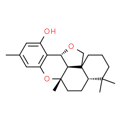 ChemSpider 2D Image | (4aS,6aS,11bR,13aS,13bR)-4,4,6a,9-Tetramethyl-1,2,3,4,4a,5,6,6a,11b,13b-decahydrobenzo[a]furo[2,3,4-mn]xanthen-11-ol | C22H30O3