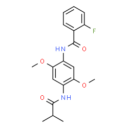 ChemSpider 2D Image | 2-Fluoro-N-[4-(isobutyrylamino)-2,5-dimethoxyphenyl]benzamide | C19H21FN2O4