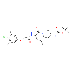 ChemSpider 2D Image | 2-Methyl-2-propanyl (1-{N-[(4-chloro-3,5-dimethylphenoxy)acetyl]norvalyl}-4-piperidinyl)carbamate | C25H38ClN3O5