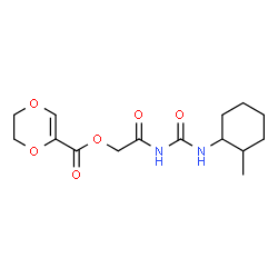 ChemSpider 2D Image | 2-{[(2-Methylcyclohexyl)carbamoyl]amino}-2-oxoethyl 5,6-dihydro-1,4-dioxine-2-carboxylate | C15H22N2O6