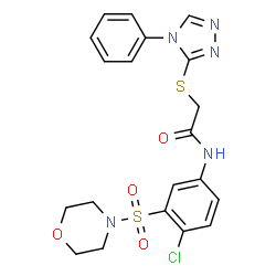 ChemSpider 2D Image | N-[4-Chloro-3-(4-morpholinylsulfonyl)phenyl]-2-[(4-phenyl-4H-1,2,4-triazol-3-yl)sulfanyl]acetamide | C20H20ClN5O4S2