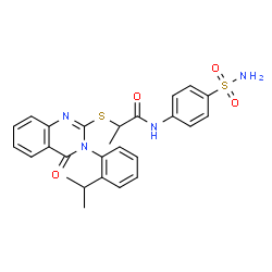 ChemSpider 2D Image | 2-{[3-(2-Isopropylphenyl)-4-oxo-3,4-dihydro-2-quinazolinyl]sulfanyl}-N-(4-sulfamoylphenyl)propanamide | C26H26N4O4S2