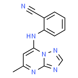 ChemSpider 2D Image | 2-(5-Methyl-[1,2,4]triazolo[1,5-a]pyrimidin-7-ylamino)-benzonitrile | C13H10N6