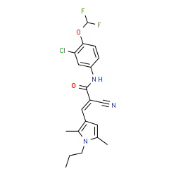 ChemSpider 2D Image | (2E)-N-[3-Chloro-4-(difluoromethoxy)phenyl]-2-cyano-3-(2,5-dimethyl-1-propyl-1H-pyrrol-3-yl)acrylamide | C20H20ClF2N3O2