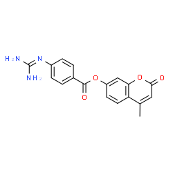 ChemSpider 2D Image | 4-Methyl-2-oxo-2H-chromen-7-yl 4-[(diaminomethylene)amino]benzoate | C18H15N3O4