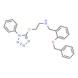 ChemSpider 2D Image | N-[2-(Benzyloxy)benzyl]-2-[(1-phenyl-1H-tetrazol-5-yl)sulfanyl]ethanamine | C23H23N5OS