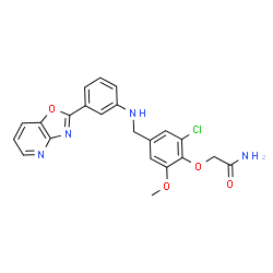 ChemSpider 2D Image | 2-[2-Chloro-6-methoxy-4-({[3-([1,3]oxazolo[4,5-b]pyridin-2-yl)phenyl]amino}methyl)phenoxy]acetamide | C22H19ClN4O4