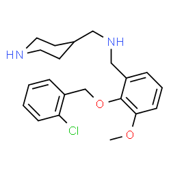 ChemSpider 2D Image | 1-{2-[(2-Chlorobenzyl)oxy]-3-methoxyphenyl}-N-(4-piperidinylmethyl)methanamine | C21H27ClN2O2