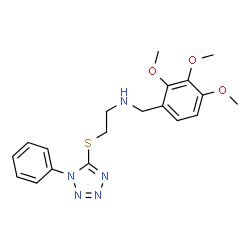 ChemSpider 2D Image | 2-[(1-Phenyl-1H-tetrazol-5-yl)sulfanyl]-N-(2,3,4-trimethoxybenzyl)ethanamine | C19H23N5O3S