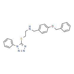 ChemSpider 2D Image | N-[4-(Benzyloxy)benzyl]-2-[(1-phenyl-1H-tetrazol-5-yl)sulfanyl]ethanamine | C23H23N5OS