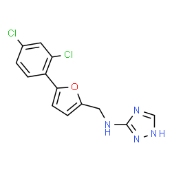 ChemSpider 2D Image | N-{[5-(2,4-Dichlorophenyl)-2-furyl]methyl}-1H-1,2,4-triazol-3-amine | C13H10Cl2N4O