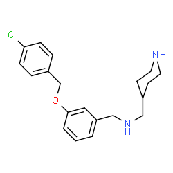 ChemSpider 2D Image | 1-{3-[(4-Chlorobenzyl)oxy]phenyl}-N-(4-piperidinylmethyl)methanamine | C20H25ClN2O