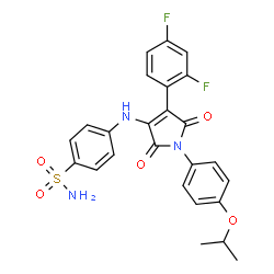 ChemSpider 2D Image | 4-{[4-(2,4-Difluorophenyl)-1-(4-isopropoxyphenyl)-2,5-dioxo-2,5-dihydro-1H-pyrrol-3-yl]amino}benzenesulfonamide | C25H21F2N3O5S