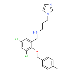 ChemSpider 2D Image | N-{3,5-Dichloro-2-[(4-methylbenzyl)oxy]benzyl}-3-(1H-imidazol-1-yl)-1-propanamine | C21H23Cl2N3O